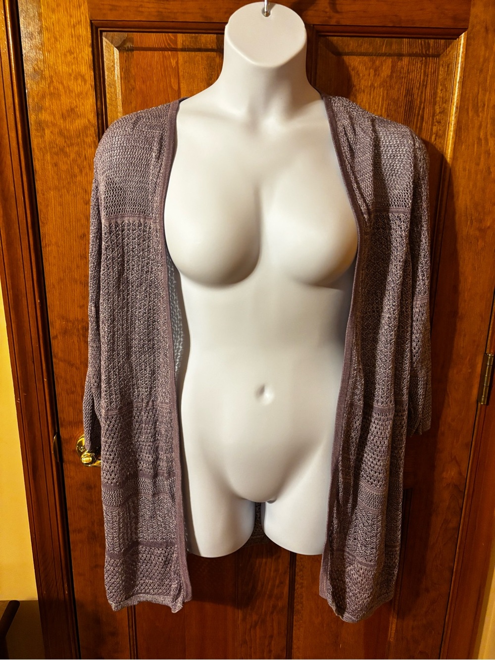 Purple Open-Front Knit Cardigan Sweater - Women